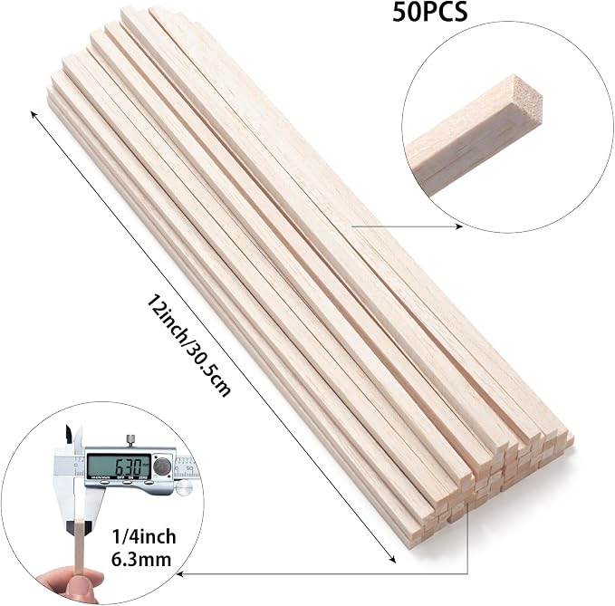 Square Wooden Dowel Rods, Balsa Wood Sticks, Balsa Wood Strips