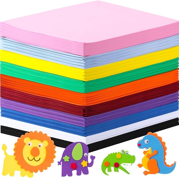 Ireer 150 Pcs EVA Foam Sheet Crafts 9 x 12 Inch Assorted 10 Colors 1mm Foam EVA