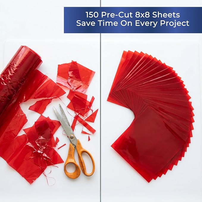 FIESTA WRAPS Red Cellophane Sheets 150-Pack