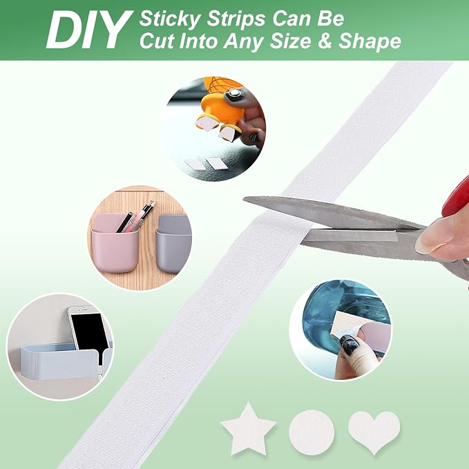 1''×41Ft White Heavy Duty Hook And Loop Tape Adhesive, No Punching Picture Wall