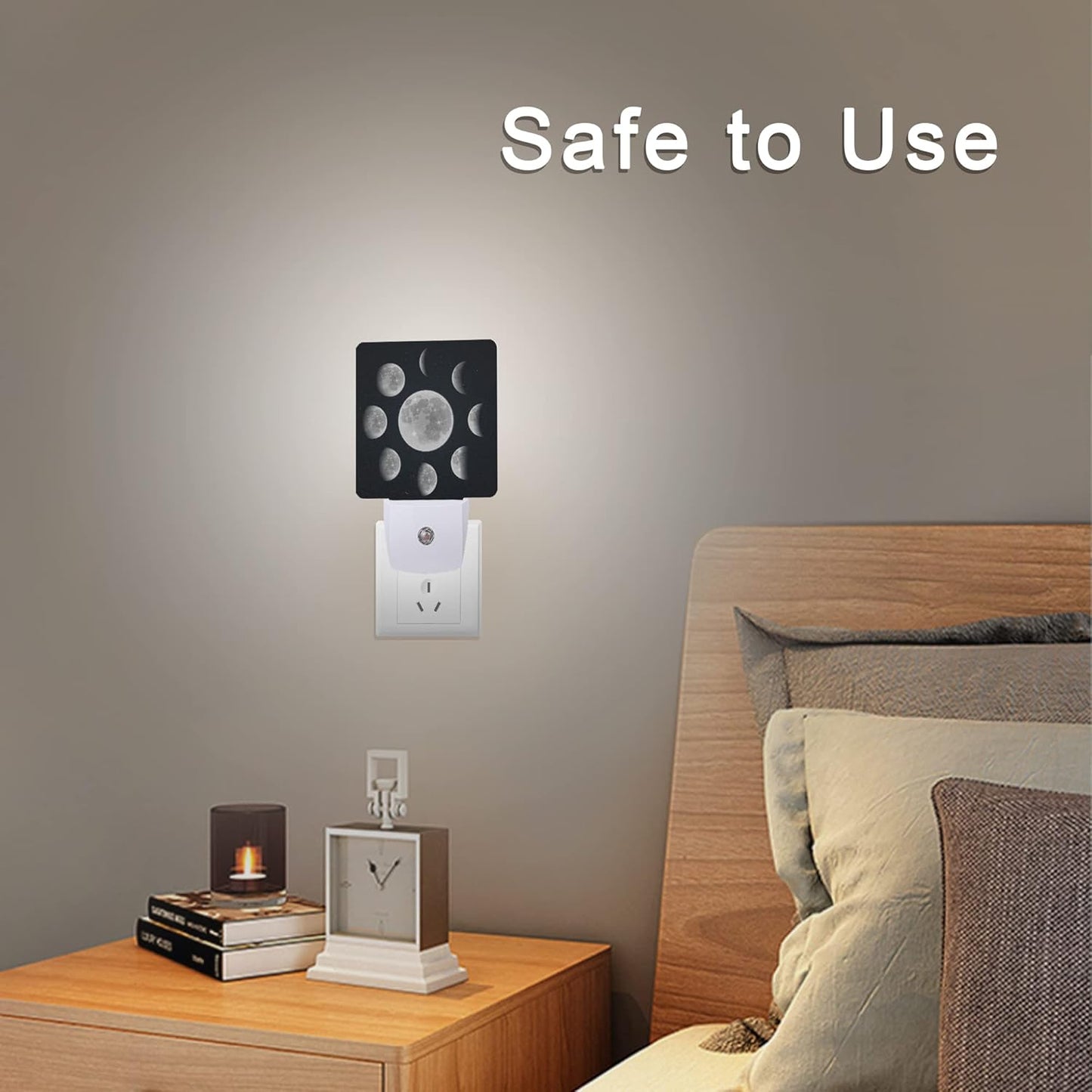 Moon Phases Night Light Plug-in LED Nightlights Auto Sensor Night Lamp Dusk-to-Dawn Lamp Home Decor for Nursery Children Girls Boys