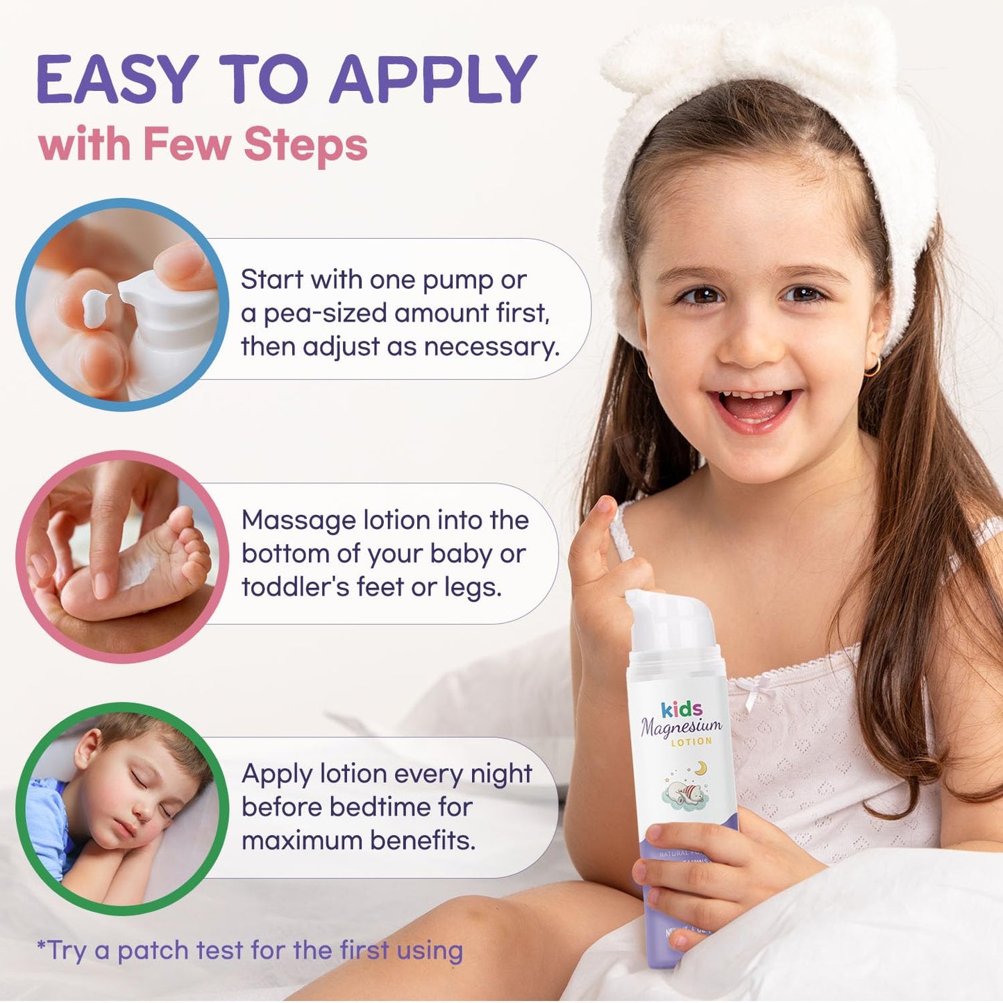 Magnesium Lotion for Kids & Babies Sleep - Bedtime Calming Body Cream with Natural Ingredients, Lavender Oil, Shea Butter & Multi Vitamins - Topical Magnesium Soothing Relief, Promotes Relaxation