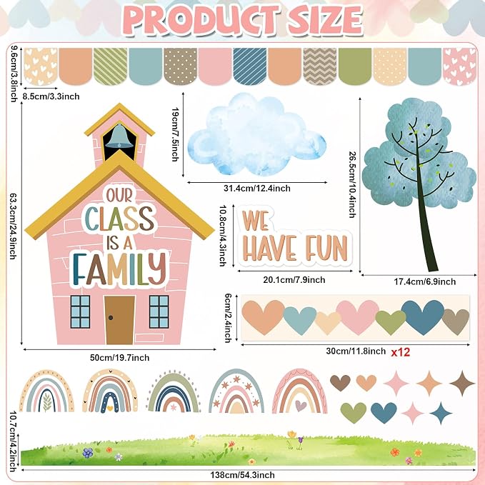 Motivational Bulletin Board Classroom Decoration Boho Our Class is A Family
