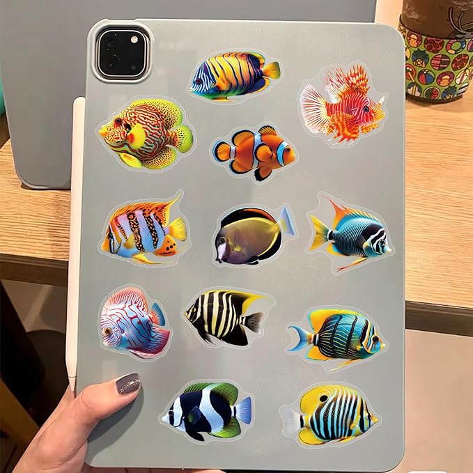 50PCS Clear Tropical Marine Life Ocean Stickers PET Fish Aesthetic Sticker