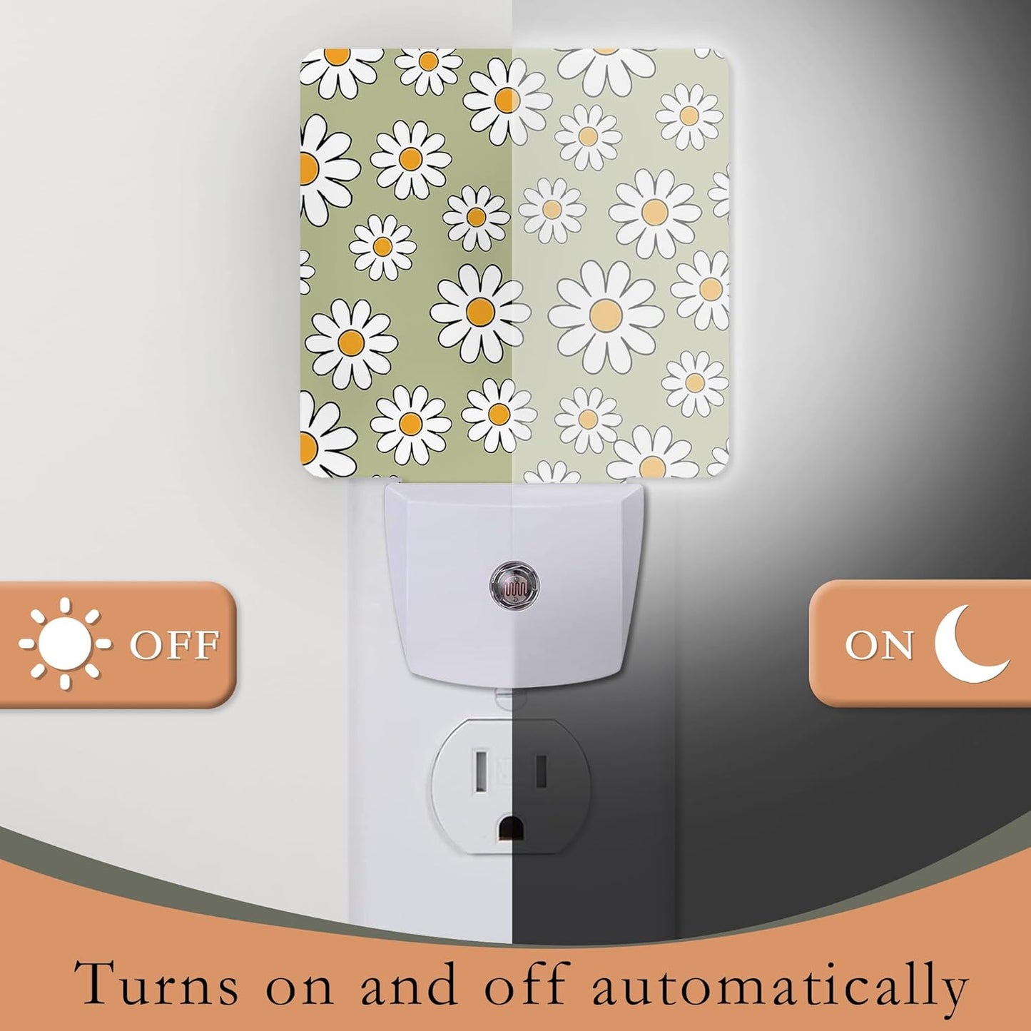 Night Light Plug into Wall,Vintage Daisy Night Light with Dusk to Dawn Sensor Night Light for Kid Girls Boys Women Men Room Decor, Hallway, Kitchen, Bathroom, Nursery, Stairs