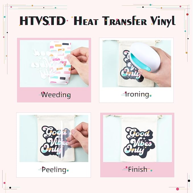 HTVSTD Polka HTV Heat Transfer Vinyl 12 Sheets 12×10in Iron on Vinyl | Polka