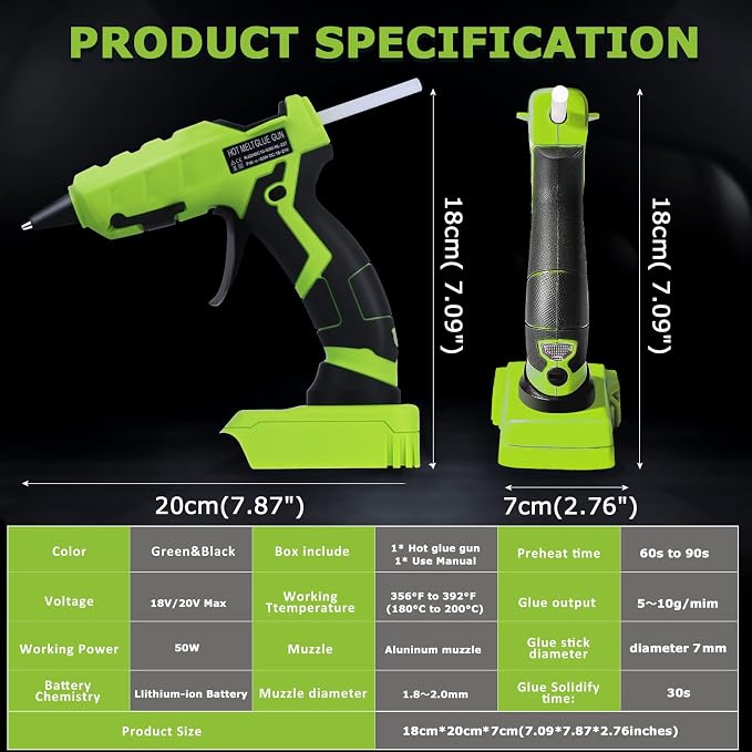Cordless Hot Glue Gun for Black+Decker, Suitable for Black+Decker 20V MAX