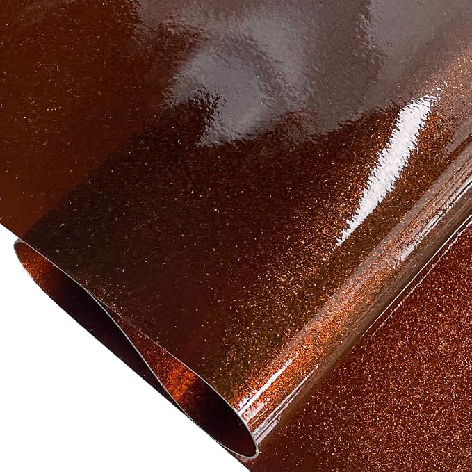 ONEART | Brown Transparent Glitter Vinyl Roll, 0.7 mm Solid Clear PVC Jelly