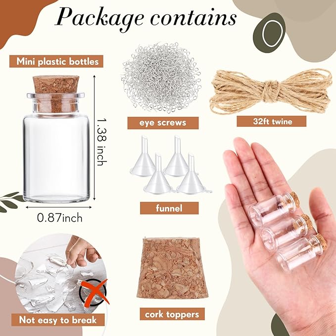 Bokon 100 Packs Mini Plastic Bottles