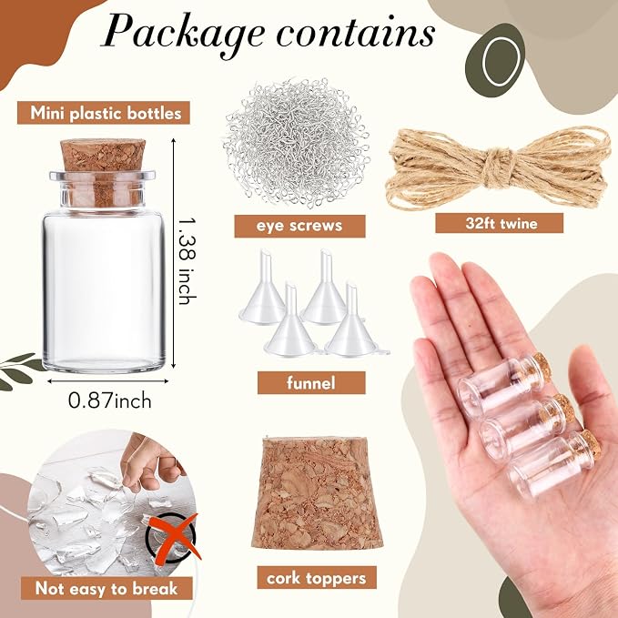 Bokon 50 Packs Mini Plastic Bottles