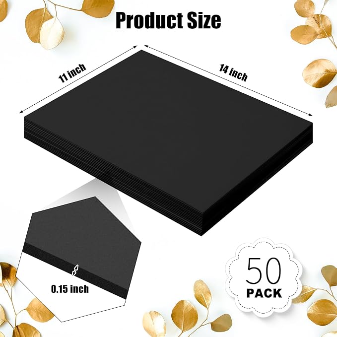 Frienda 50 Pack Black Foam Board Foam Poster Boards 11 x 14 Inch