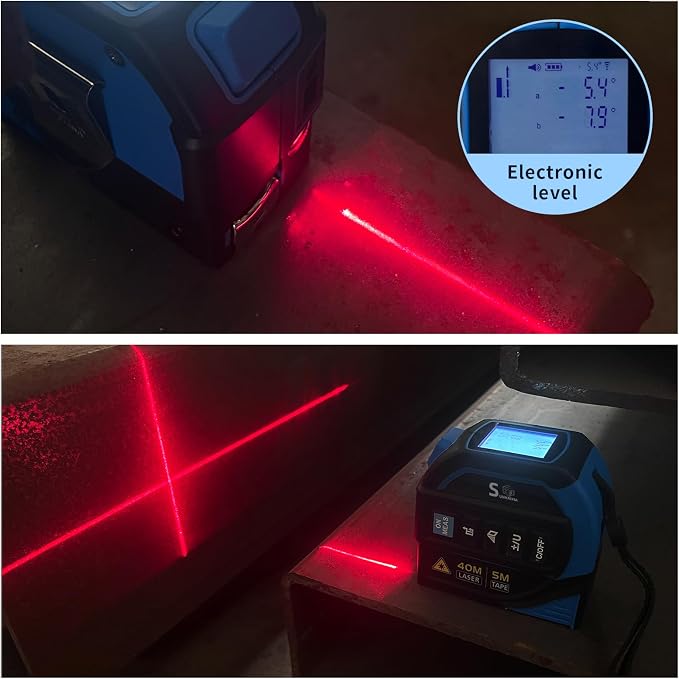 4-in-1 Laser Tape Measure with Laser Level Crosshairs |130ft/40m Laser