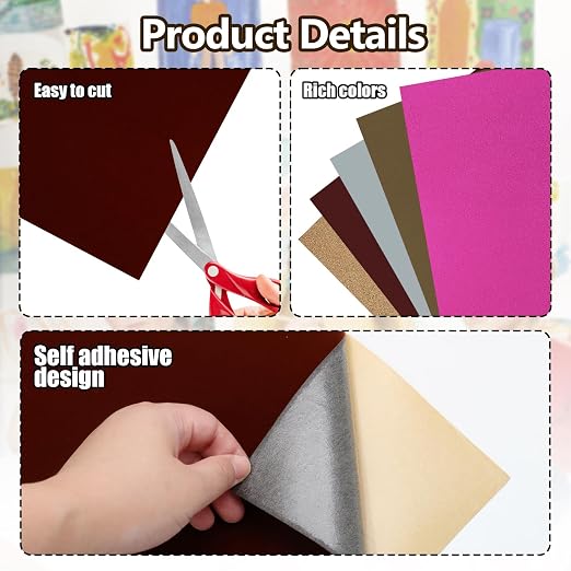 Biaungdo Self Adhesive Felt Sheets, Dark Brown, 8 x 12 Inch | A4 Size, Felts