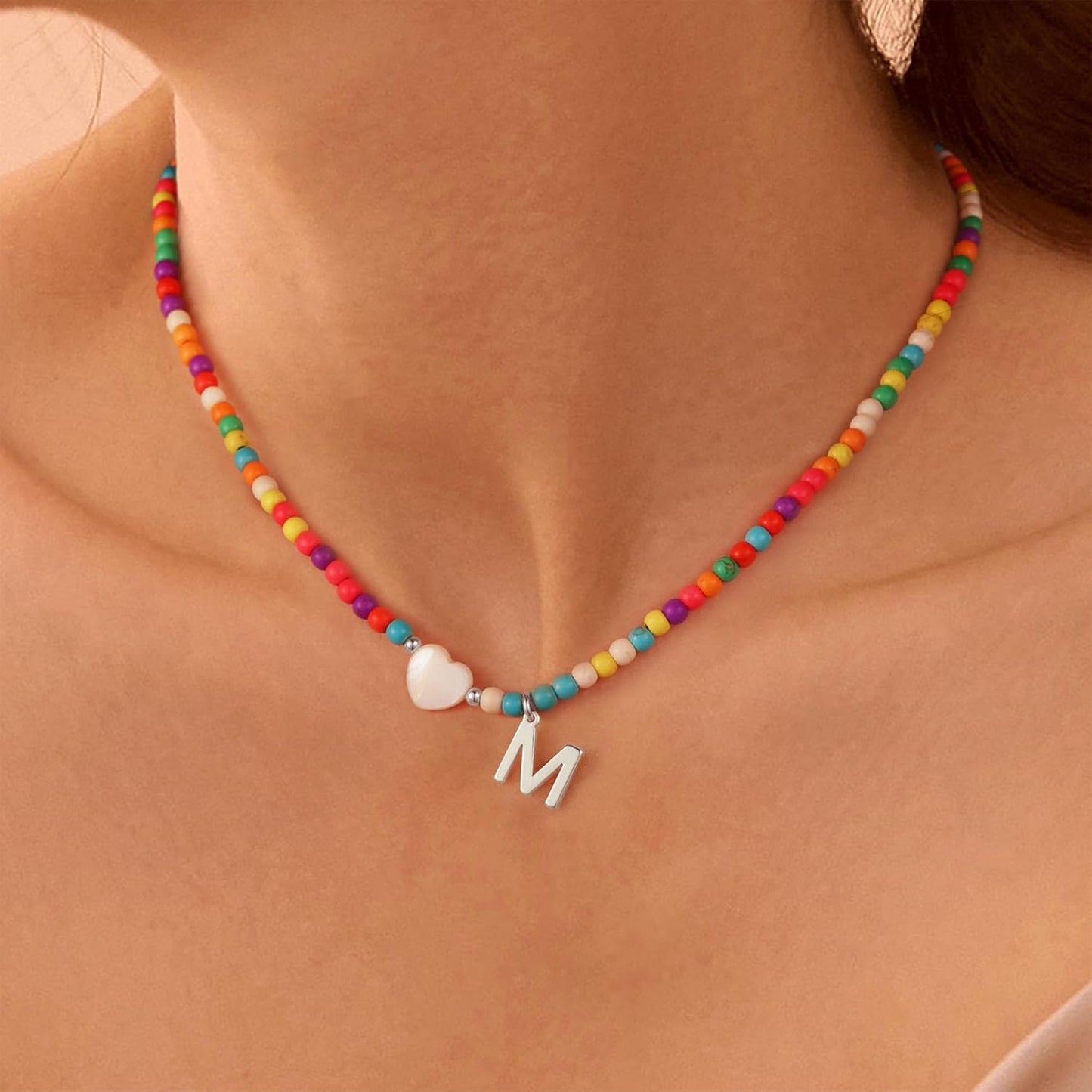 Ursteel Stocking Stuffers for Teen Girls - Trendy Beaded Choker Necklace for Women Teenage Girls, Personalized Letter Initial Necklaces Christmas Gifts for Grandkids