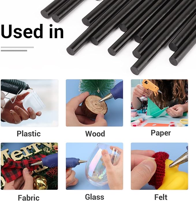 ENPOINT Black Hot Glue Sticks Mini, 7x200mm Long Hot Melt Glue Sticks