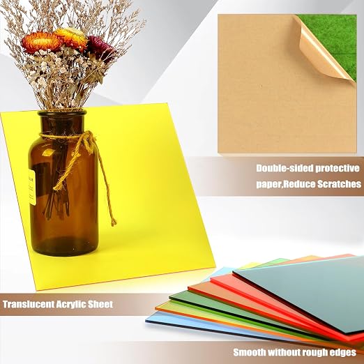 Adrattnay Transparent Colored Acrylic Sheets 1/8" Thick, Sign Making, DIY