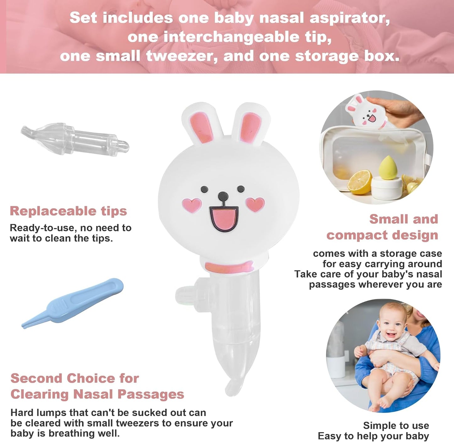 Deepdeem Silicone Nasal Aspirator for Babies and Adults - Reusable Suction Ball for Easy Cleaning and Long-Lasting Twisting Squeeze removes Mucus and Earwax