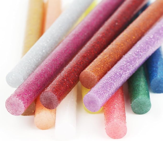 Colored Hot Glue Sticks Mini, 3.93 x 0.27 in Glitter Glue Stick, EVA Adhesive