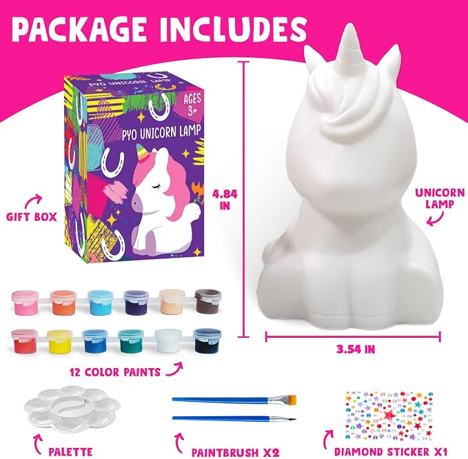 Goodyking Paint Your Own Unicorn Lamp Art Kit, DIY Night Light, Arts & Crafts