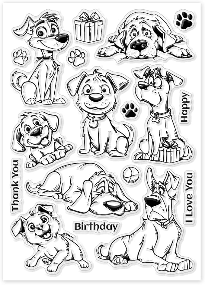 GLOBLELAND Cartoon Dog Clear Stamps