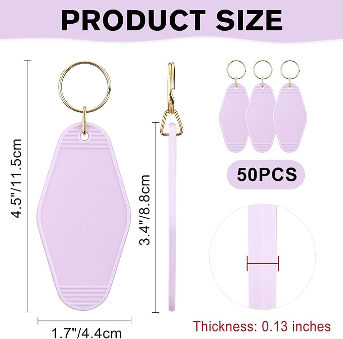 Yoption 50pcs Blank Motel Keychain Bulk