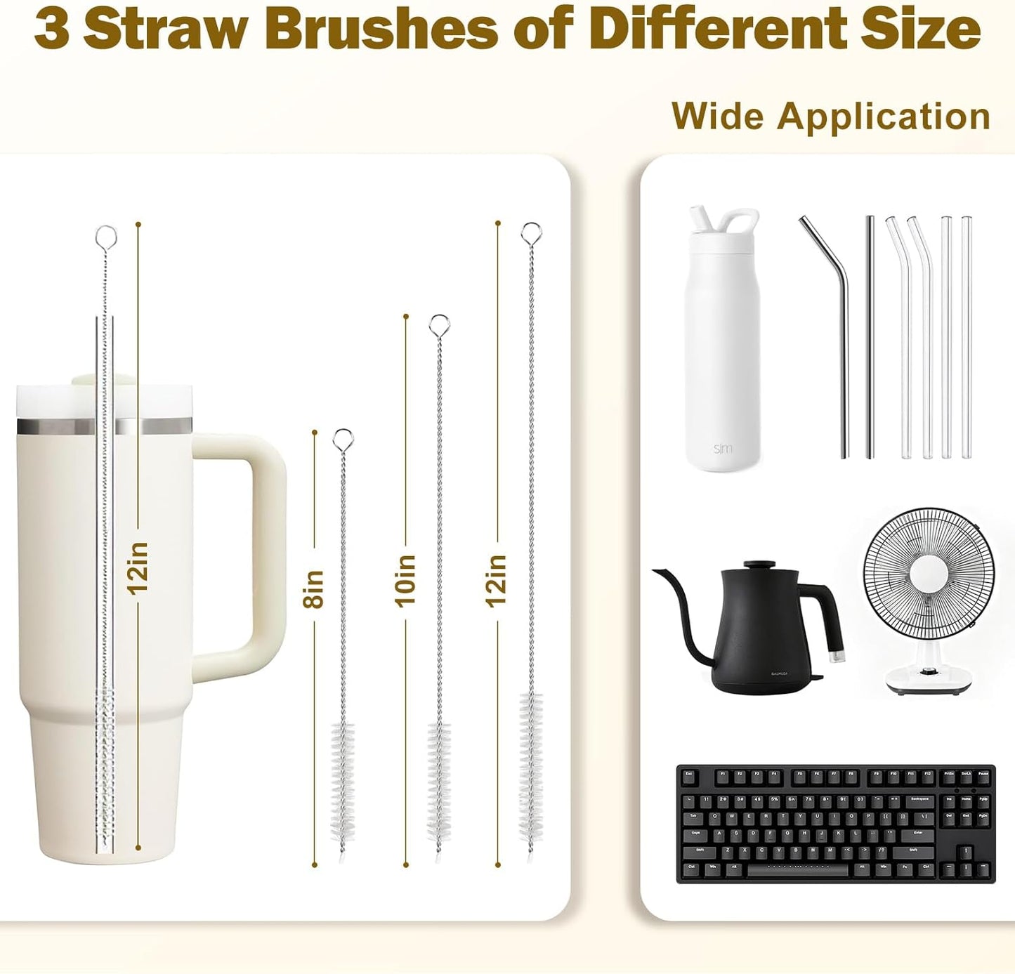 XYFuuee 5 Pack Dish Bottle Brush Set with 5-in-1 Cup Cleaning Brush, Dish Scrub Long Handle Brush with Scraper Tip, 3 Straw Cleaner Brushes, Washing Kitchen Sink Pot Pan Water Bottle Stove