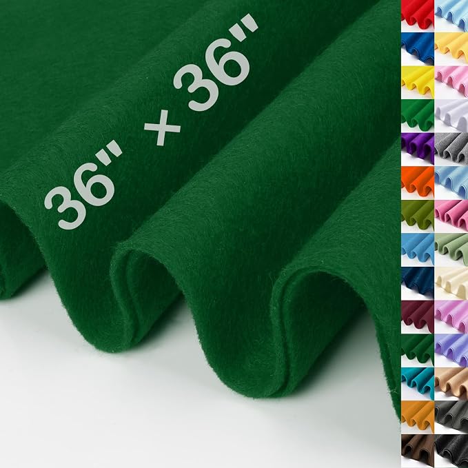 XSEINO Moss Green Large Felt Fabric 36" X 36 ", 1.4 mm Thick Soft Felt Fabric