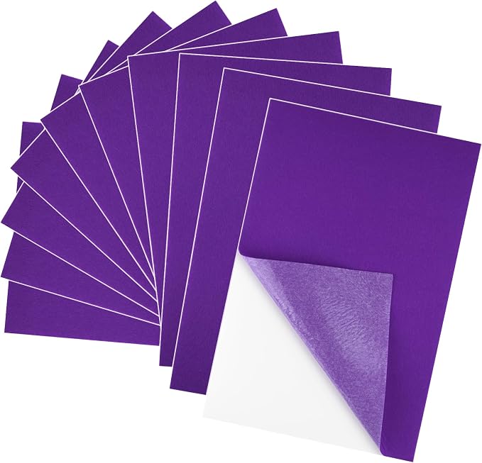 10PCS Purple Self Adhesive Felt Fabric Sheets Sticky Felt Sheets