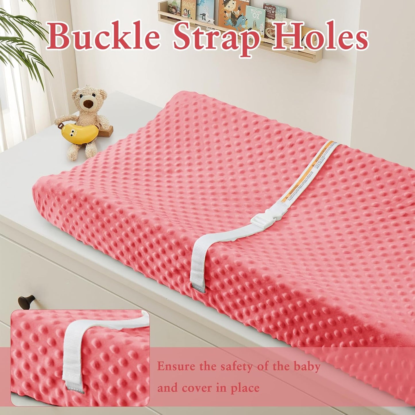 Homiest 2 Pack Changing Pad Cover, White + Pink Changing Table Sheets, Ultra Soft Fleece Minky Dot Fabric, Breathable Comfortable Diaper Pad Cover for Girls and Boys, Machine Washable
