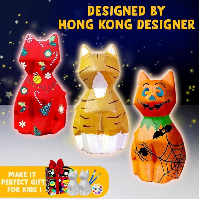 Goody King Paint Your Own Cat Lamp Kit, Easter Basket Stuffers, Arts & Crafts