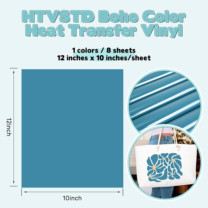 HTVSTD Deep Sea Blue Boho HTV Heat Transfer Vinyl 8pcs 12×10in | Dark Boho
