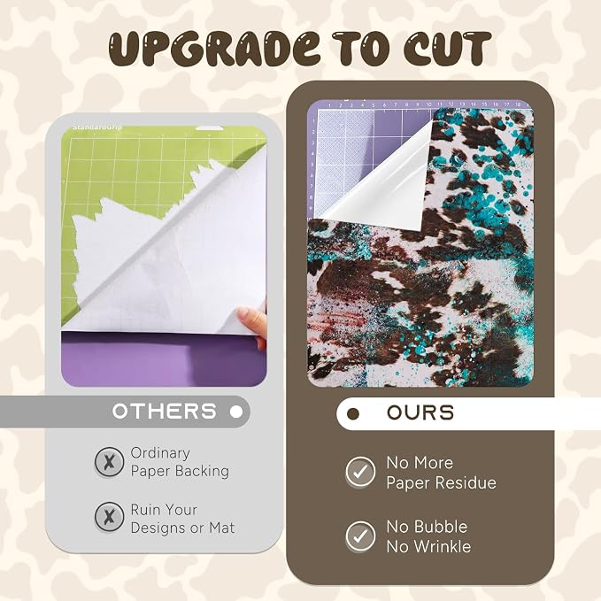 Tintnut Cow Print Permanent Vinyl 8 Sheets 12"x10" Cowhide Adhesive Vinyl |