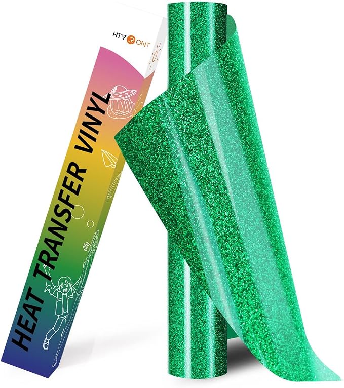 HTVRONT Green Glitter HTV Heat Transfer Vinyl Rolls