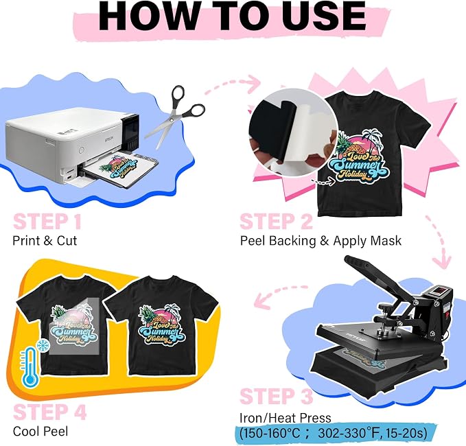 TECKWRAP Heat Transfer Mask for Heat Transfer Paper for T-Shirts 15PCS