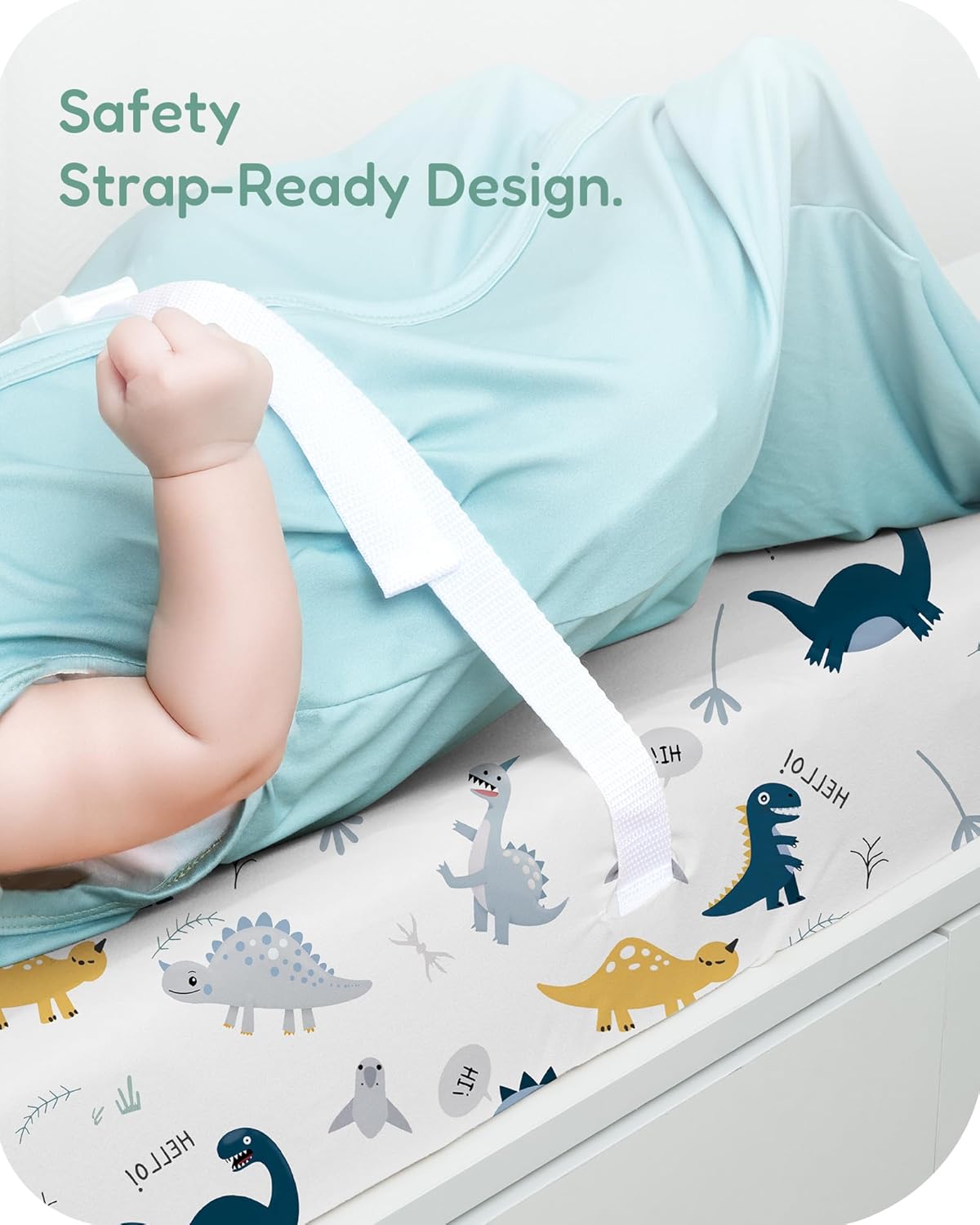 Baby Changing Pad Cover for Girls Boys, Baby Diaper Change Table Pad Covers, Fits Standard Changing Tables, 2 Pack, Blue Jurassic