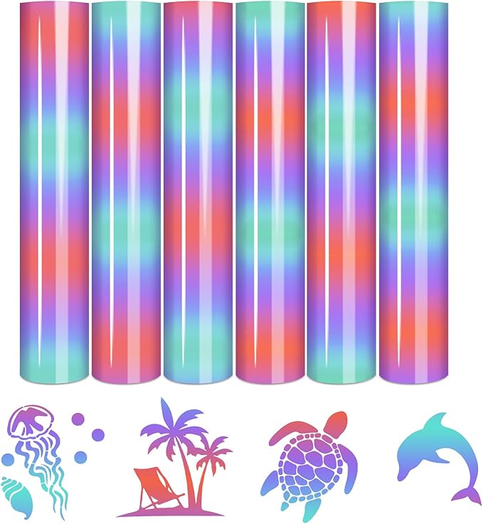 Tintnut Purple Blue Gradient Heat Transfer Vinyl, Ombre pattern, PU HTV Sheets