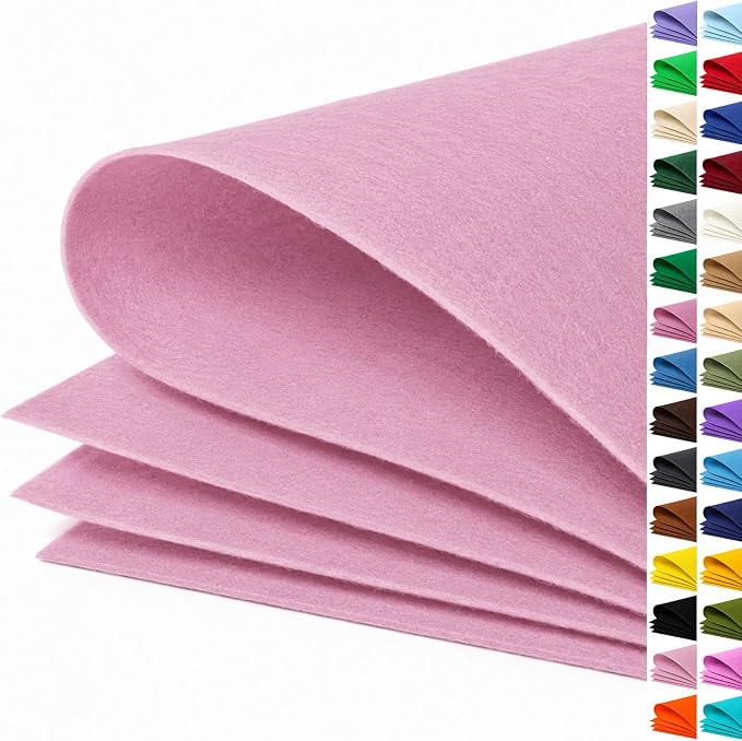 Baby Pink Large Felt Fabric 36" x 36", 1mm Stiff Felt Sheet, Nonwoven Fabric