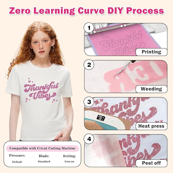TUMIYA Pink Glitter Heat Transfer Vinyl HTV Roll