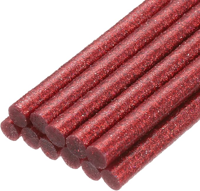 uxcell Mini Hot Glue Sticks for Glue Gun 7mm x 100mm Glitter Bright Red 12pcs