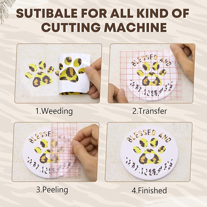 Tintnut Yellow Leopard Permanent Vinyl Spots Adhesive Vinyl 8 Pcs 12x10in |
