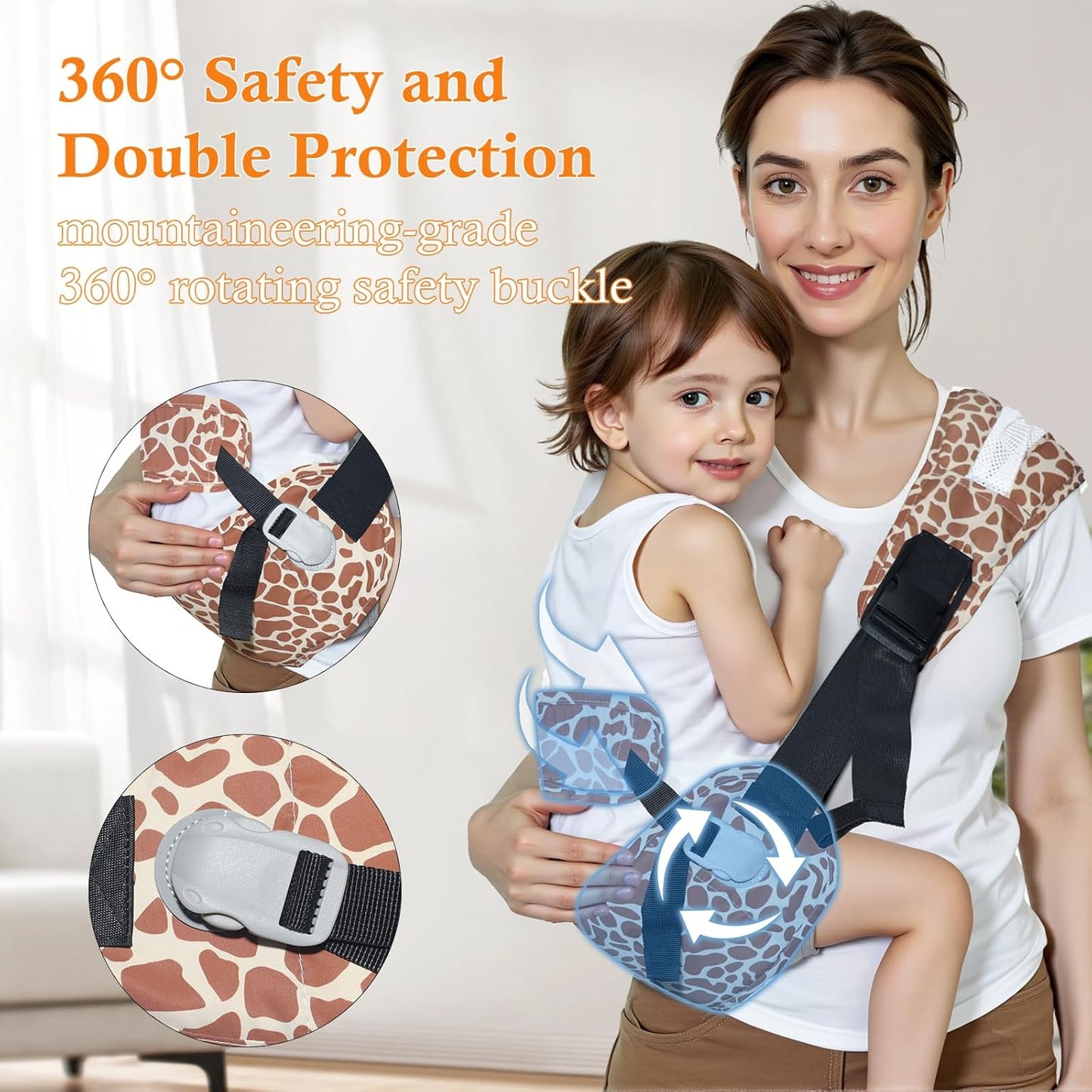 Baby Carrier Newborn to Toddler-Adjustable Baby Sling Carrier,Toddler Carrier for 25-60lbs,Comfortable Baby Sling for Hands-Free Carrying (Coral Leopard Print)