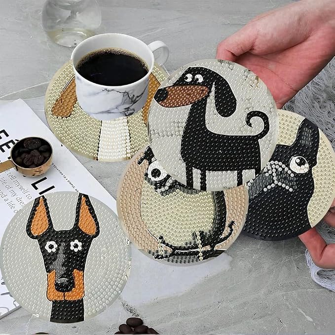 ijbnhd 6 Pcs Dog Diamond Painting Coasters Kits