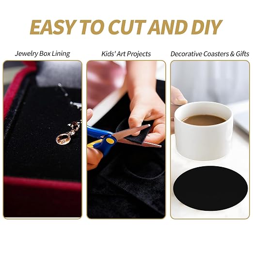 10PCS Black Felt Sheets with Self-Adhesive Backing, Soft Felt Fabric, Durable
