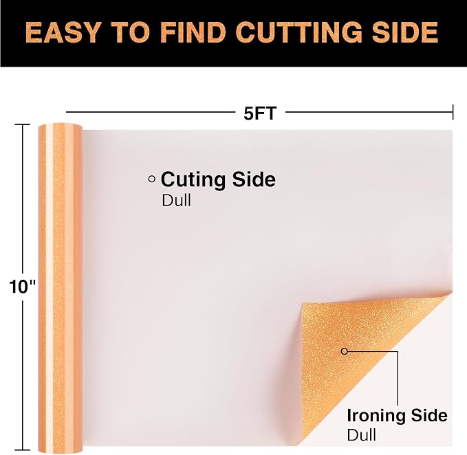 Orange Glitter HTV Heat Transfer Vinyl Roll 12inch x 5 ft