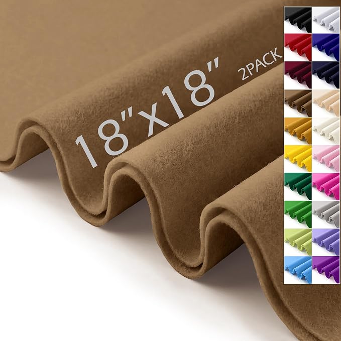 Felt Fabric Sheets 18" x 18" 1.6mm Soft Craft Felt, Light Brown | Soft Precut