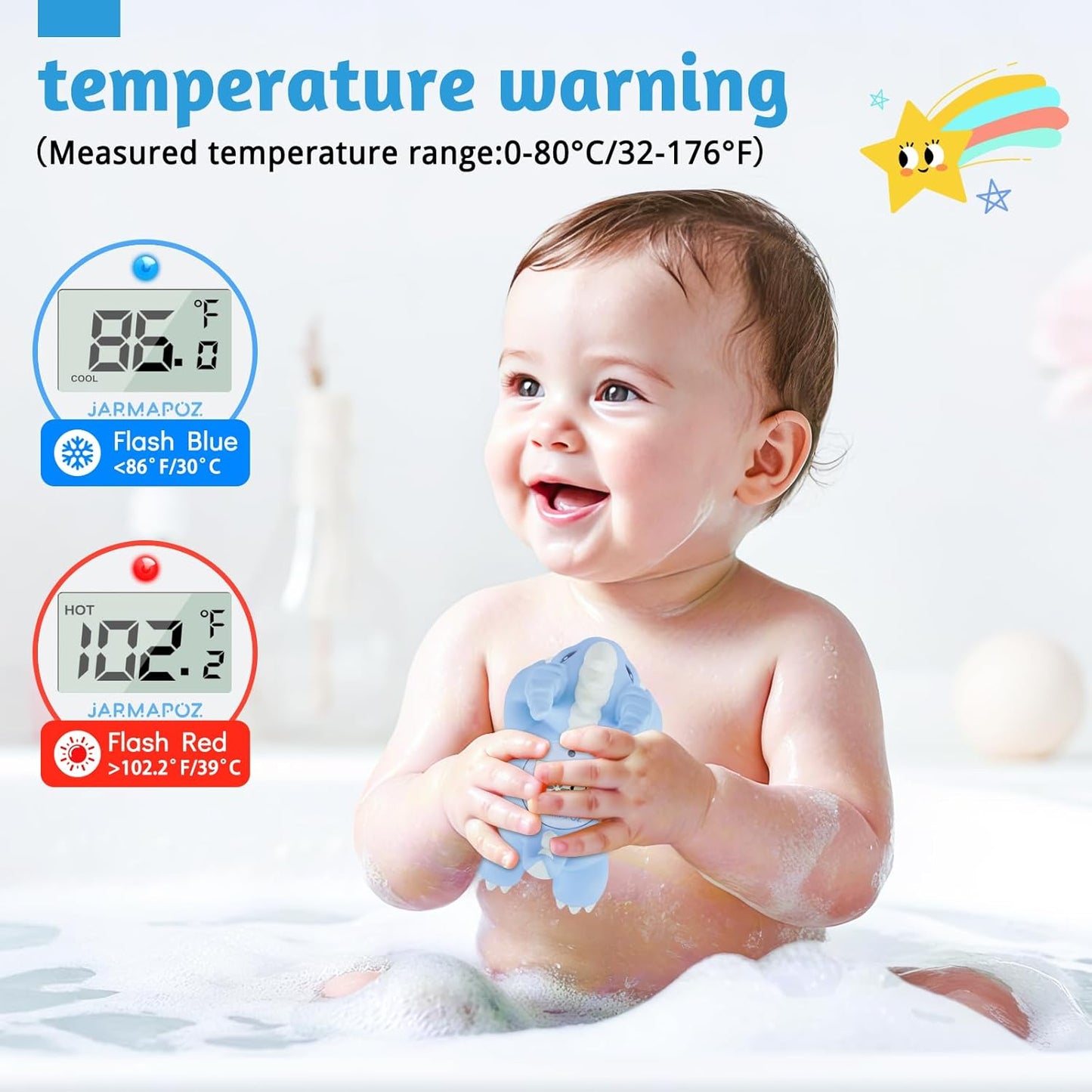 Baby Bath Thermometer – Floating Bathtub Thermometer for Newborn – Accurate Water Temperature Sensor in Fahrenheit & Celsius – Safe Bath Toy for Infants