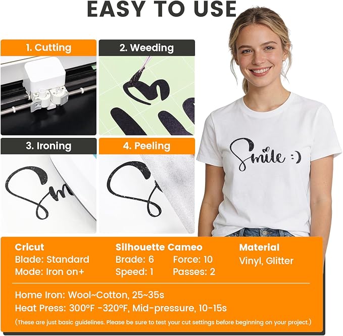 Black Glitter HTV Heat Transfer Vinyl