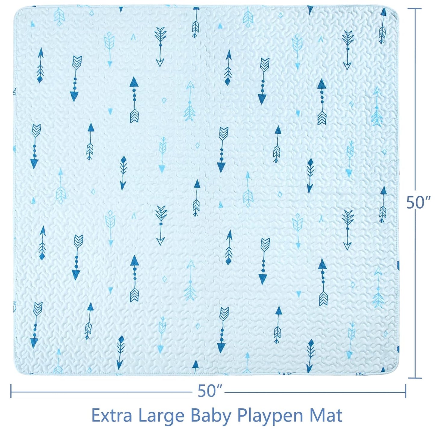 Baby Floor Play Mat Foldable Crawling Mat, 50x50 Play Mat for Playpen, Washable Non Slip One-Piece Playmats Portable, Cushioned Baby Tummy Time Mats for Infants and Toddlers (Arrow)