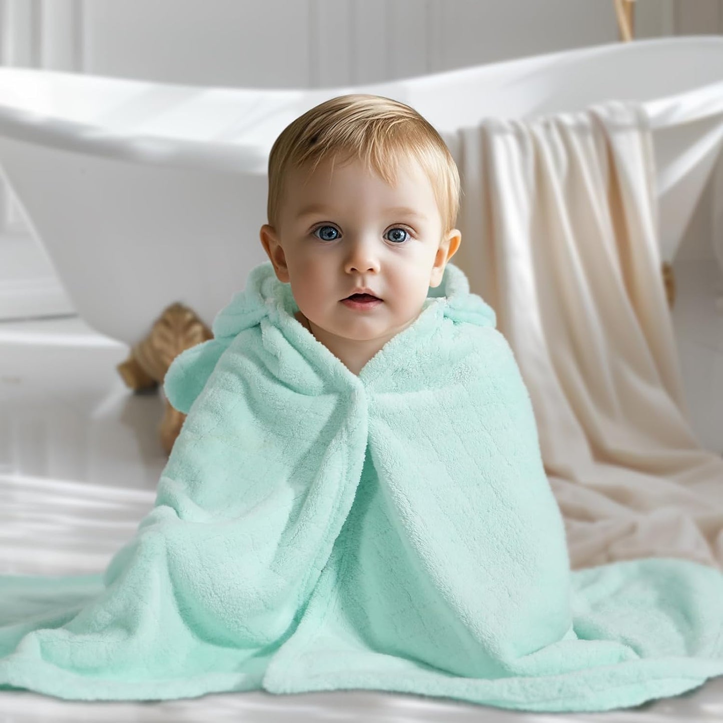 Baby Hooded Towel Toddlers, 50 x 32 Inch Large Toddler Towel Hooded Set,2-Pack Thick Animal Bath Towels,Ultra Absorbent for Kids Cozy and Warm-Bath Essential Green Giraffe and Pink Pig