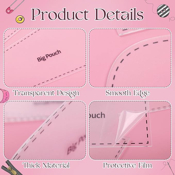 TXIN Set of 3 Purse Bag Pattern Template